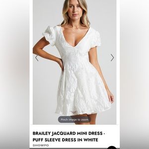 BRAILEY JACQUARD MINI DRESS PUFF SLEEVE DRESS IN WHITE - US6